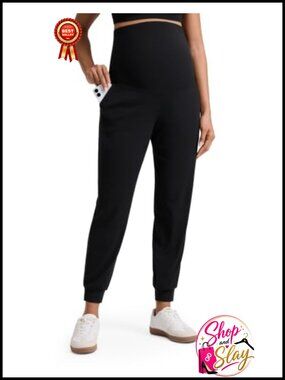 Maternity Loose Fit Joggers with Pockets 27 Inseam Tapered Yoga Pants